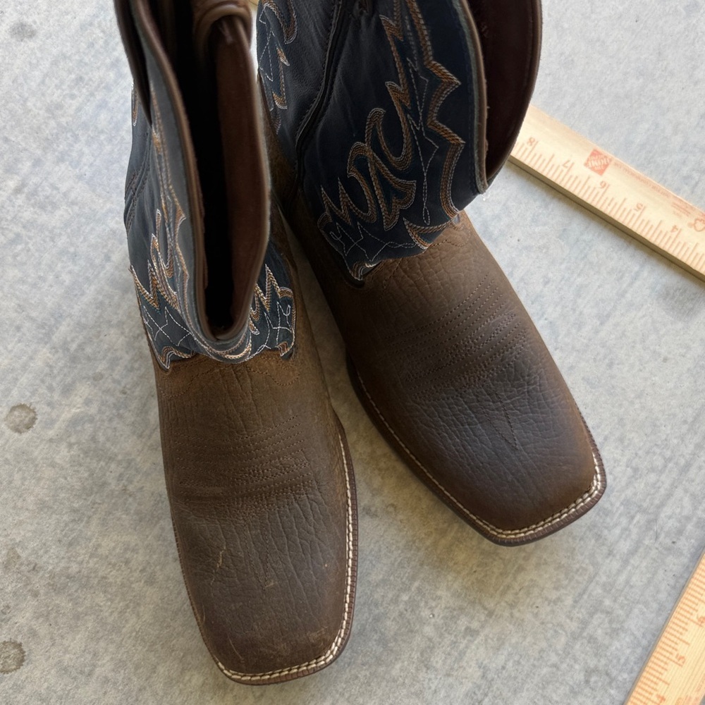 Durango Blue Brown Cowboy Boots like new leather distressed cowboy windward - Picture 8 of 13